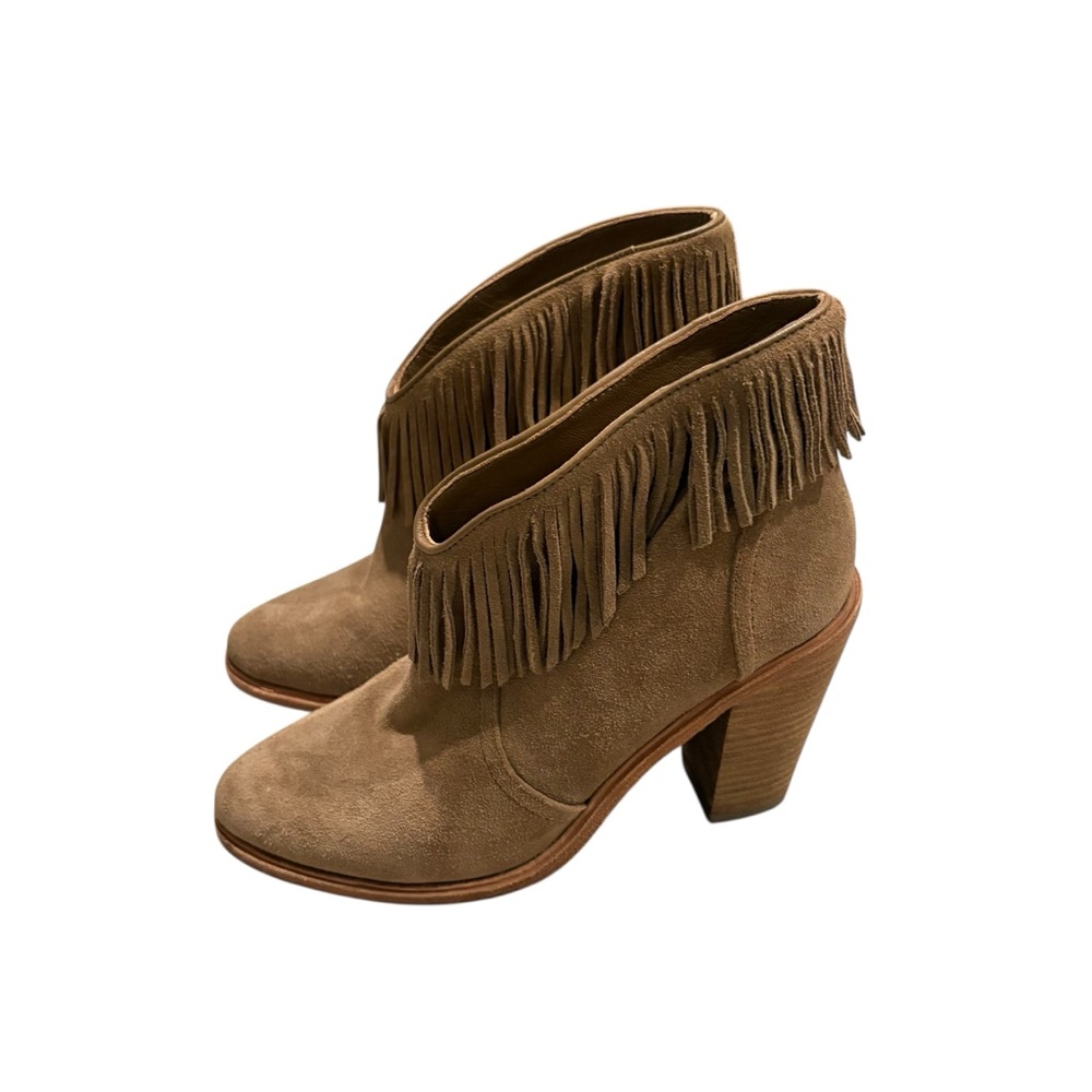 JOlE Loren Fringe Suede Leather Ankle Booties, Sz 37 - Picture 7 of 15